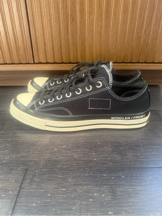 FRAGMENT DESIGN x MONCLER x CONVERSE UNISEX SNEAKERS, US MENS 9/WOMENS 11, BLACK - Picture 4 of 14